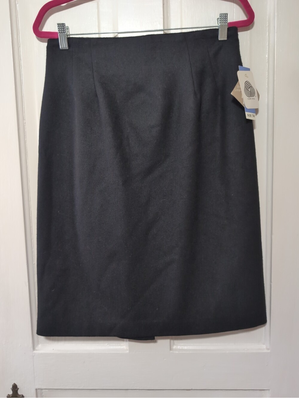 Vtg Savannah Wool Skirt Black A-Line Lined Office Career USA Womans 14(1435)C
